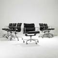 Charles and ray eames herman miller six blackleather soft pad armchairs unmarked as shown 32 x 22 12 x 23 12