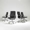 Charles and ray eames herman miller four tallback black leather soft pad armchairs unmarked as shown 41 x 23 x 23 12
