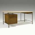 Paul mccobb calvin brass walnut and travertine desk brass calvin tag 29 34 x 66 x 32