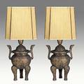 James mont pair of table lamps with metallic polychrome finish and string shades unmarked base 21 x 14