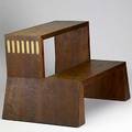 Wendell castle cherry step stool with gold leaf and nail head details 1982 signed and dated 16 x 22 12 x 16 12