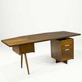 George nakashima walnut desk with threedrawer pedestal pullout shelf unmarked 28 34 x 72 x 35