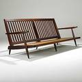 George nakashima walnut sofa with arms unmarked 30 12 x 77 34 x 36