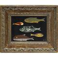 Richard blow montici pietra dura with fish framed montici cipher in frame 7 34 x 9 14