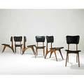 Vladimir kagan six walnut and black leather dining chairs kagandreyfuss factory tags 34 x 17 12 x 26