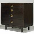 Edward wormley dunbar walnut dresser with raised joints brass and rosewood pulls brass dunbar tag 33 x 34 14 x 19 14