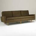 Florence knoll knoll ultrasuede and birchwood sofa unmarked 30 x 89 x 29