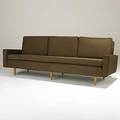 Florence knoll knoll ultrasuede and birchwood sofa unmarked 30 x 89 x 29