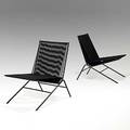 Allan gould pair of string and enameled steel lounge chairs unmarked 29 14 x 20 x 24