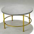 Warren mcarthur anodized aluminum cocktail table with laminate top inlaid with aluminum banding unmarked 18 x 30 dia