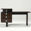 Eliel saarinen johnson furniture mahogany desk with brushed metal hardware stamped s40950 30 14 x 48 x 20 to desk 25