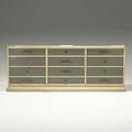 Tommi parzinger fine lacquered chest of drawers with brass hardware unmarked 32 x 81 x 18