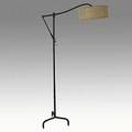 Jacques adnet rare adjustable leather floor lamp with drum shade stamped made in france as shown 67 x 28 x 14 12 dia