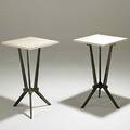 French art deco pair of cast lead and stone side tables unmarked 25 12 x 16 sq