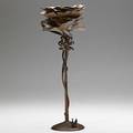 Albert paley forged and fabricated iron floriform candlestick in earthtone patina 1994 stamped albert paley 1994 copyright s37 15 14 14 x 5 14