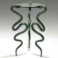 Judy kensley mckie fine patinated bronze and glass serpent side table 1997 inscribed 15 of 16 each snake engraved jkm 97 and copyright 31 x 21