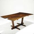 George nakashima walnut conoid dining table with four rosewood keys on bookmatched top provenance available signed with clients name 28 34 x 46 12 x 72