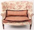 Wingback Settee with Toile Upholstery