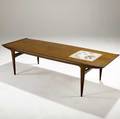 J clausen denmark coffee table in sculpted teak with decorative inlaid stone mosaic 17 x 63 34 x 22 12