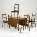 Koefoeds hornslet teak dining table and six chairs branded in chairs only made in denmark by koefoeds hornslet danish control label table 28 12 x 70 x 41 12 chairs 37 x 18 12 x 18 12