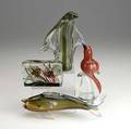 Cenedese etc four murano glass pieces cenedese aquarium block sculpture plus three murano glass animal figurines penquin 9 12 x 8