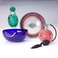 Italian glass four pieces barbini bowl with fish two seguso swirled perfume bottles one with atomizer and elas peretti for tiffanyarchimede seguso cobalt bowl tallest 7