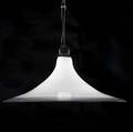 Murano flaring pendant lamp in white glass with applied black trailing to rim glass only 12 x 26 12