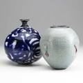 Otto heino two handthrown porcelain vessels 2007 both signed and dated 6 14 and 7