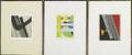 Peter chinni american b 1928 three works of art en ete hurry the black lean on gray paper collages framed separately 1981 provenance the katonah gallery new york label on verso priva