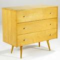 Paul mccobb for winchendon solid birch three drawer chest with aluminum pulls 33 14 x 36 x 18 14