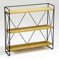Style of paul mccobb wall shelf with metal frame and ash shelves 20th c 24 x 24 x 7