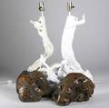 Burlwood bookends together with pair of painted driftwood lamps bookends 6 12 x 12 x 12