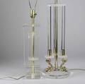 Modern lighting two pair of lucite table lamps with brass fittings tallest 36