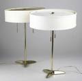 Gerald thurston for stiffel pair of brass table lamps on tripod bases stiffel labels 21 x 14 12