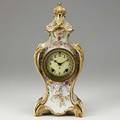 Ansonia porcelain clock royal bonn case 8 day time and strike movement ca 1900 16