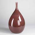 Stephen merritt large white stoneware bottleshaped vase in copper red glaze artists cipher 21 x 11