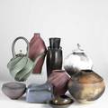 Contemporary studio pottery ten items include teapot and vases by jim connell and other pieces by mouka russ d helga cohen and michael brostko most signed tallest 17