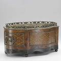 French footed planter bronze mounted with inlay metal liner 19th20th c 16 x 10 x 7 12