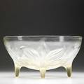 Lalique lys footed bowl in clear and opalescent glass ca 1920 stamped r lalique france 4 34 x 9 38