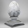 Architectural element zinc pineapple mounted on faux marble base 19th c 30