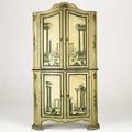 Italian cabinet twopiece painted with architectural scenes 20th c 83 x 45 12 x 16