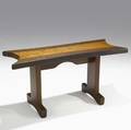 New hope school bench of oak cherry and rosewood by le ross 1974 inscribed le ross 1974 20 x 40 14 x 14 12