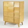 Heywood wakefield tall chest with five drawers in champagne finish branded 45 x 34 x 19 12