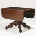 Empire style table mahogany dropleaf carved claw foot pedestal 19th20th c 29 x 38 x 24 12