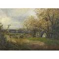 J c morley british 19th20th c oil on canvas of a country landscape signed jc morley 18 x 26