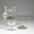 Four pieces of cut glass large compote oval fruit bowl covered dish and candy dish 19th c largest 14 34 x 8