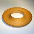 Contemporary craft turned wood bowl in maple with decorative ridges 4 12 x 20 dia