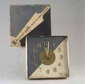 Howard miller builtin wall clock no 6711 with gold mattefinished components in original box complete with installation instructions box in poor condition howard miller label