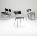 Ernest race for race furniture set of six ba chairs with aluminum frames and naugahyde ca 1945 31 x 17 x 19
