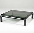 Gae aulenti for knoll coffee table in enameled metal with plate glass top